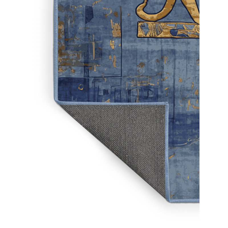 Tapis bleu soyeux et moelleux, Carré 7 pi