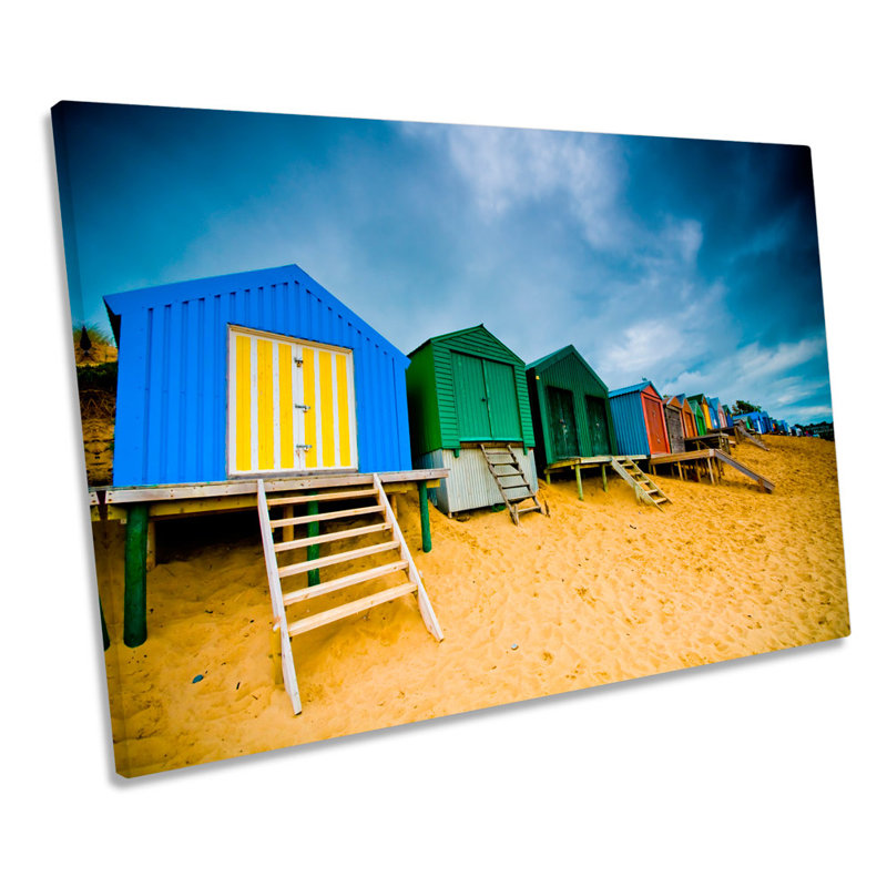Beach Huts Seaside Scene 1 Piece Wrapped Canvas Wall Art, 30.5cm H x 45.7cm W x 2cm D
