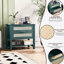 Table de chevet étroite en rotin avec 2 tiroirs et tablette de rangement Boho-553605447