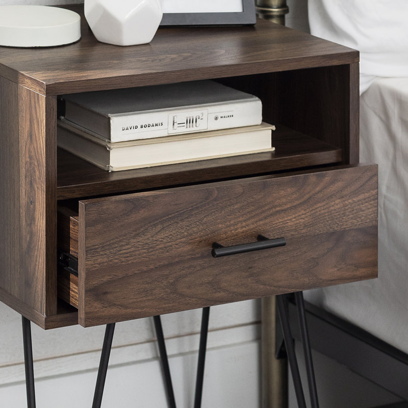 Mid-Century Modern Hairpin-Leg Side Tables, Dark Walnut