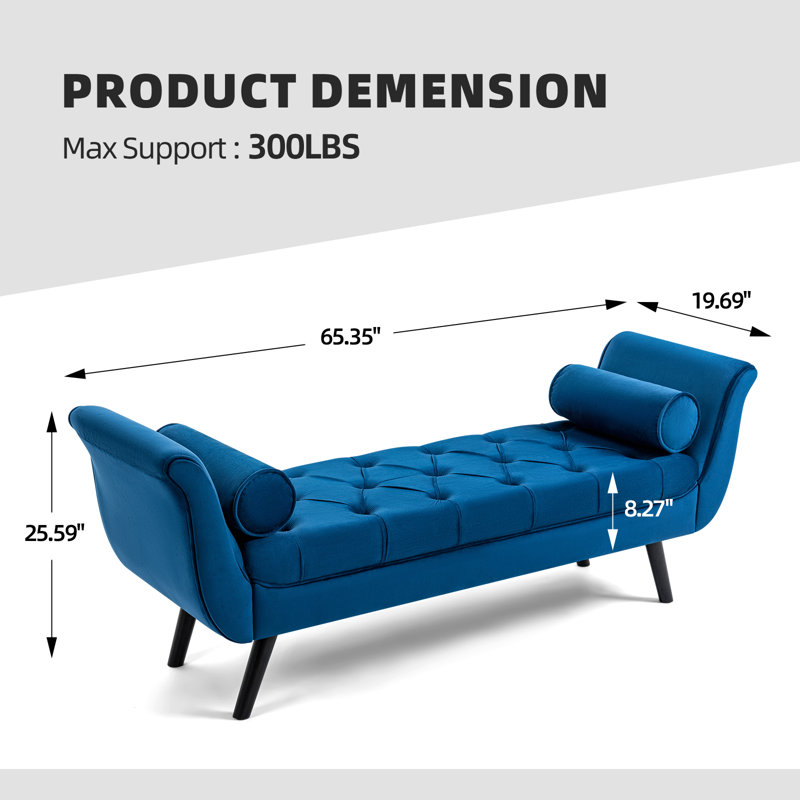 Banc rembourré en velours Andi