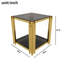 Ensemble de 3 tables de salon avec 1 table basse et 2 tables de bout, rectangulaire, verre trempé, métal asymétrique, finition dorée et tablette inférieure, 47,5 po