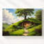 "Whimsical Hobbit Hill House", toile de fond de scène de jardin sur toile-703352587