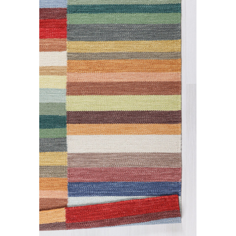 Mikenzi Striped Wool Hand Woven Area Rug, Rectangle 140 x 200cm