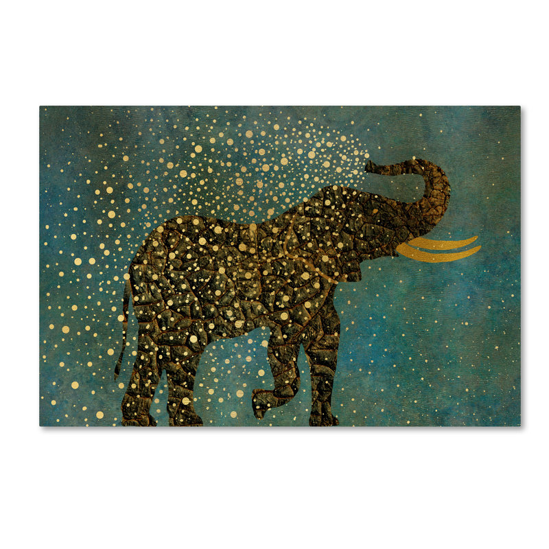 « gold spraying éléphant », art sur toile, 16 po x 24 po