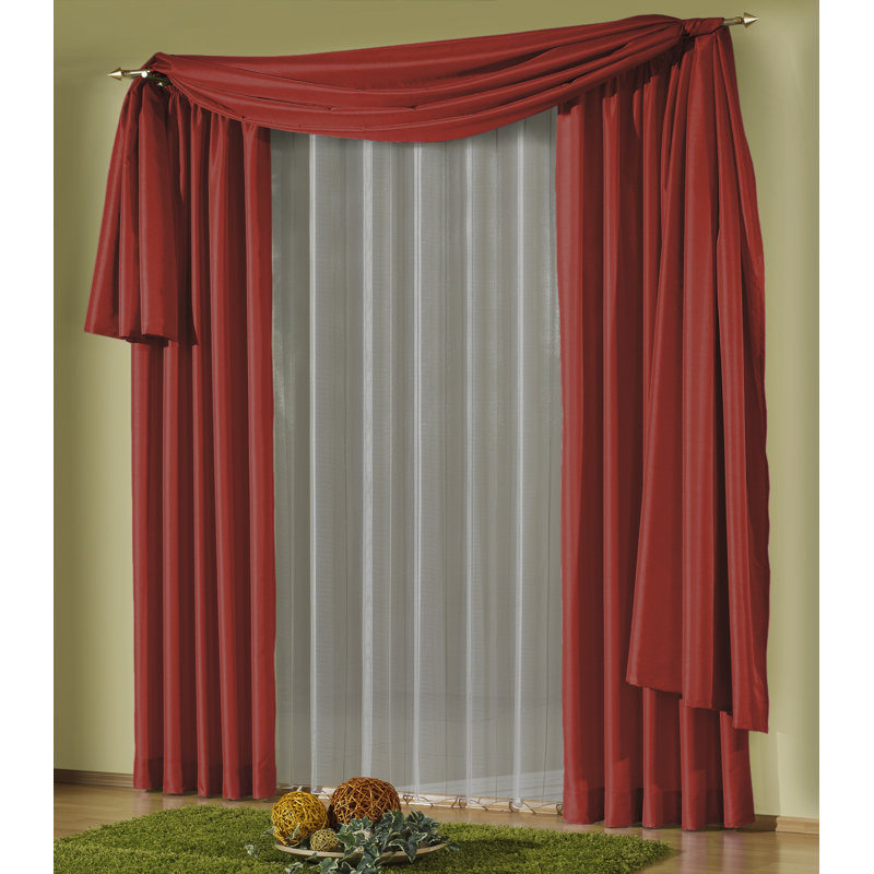 Farsund Semi Sheer Single Panel, 135cm H x 600cm W, Red