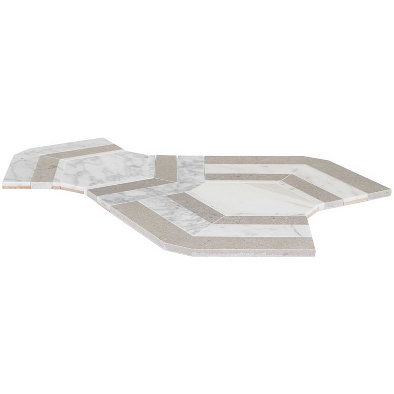 Mezzo 11x18 Polished Calacatta Marble Mosaic Tile, Andente Polished