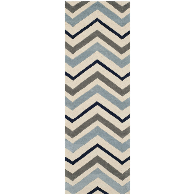 Teresita Hand Tufted Wool Chevron Rug, Runner 2'3" x 9'