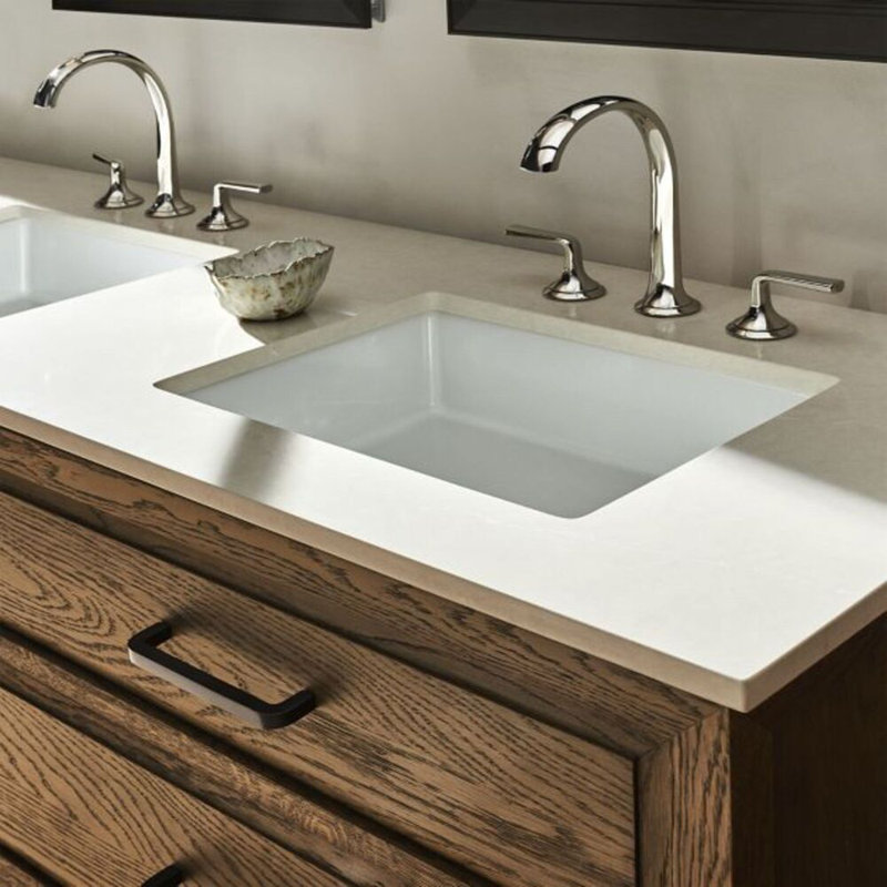 Skaarsgard Integrated Basin Vanity Top Double Integrated Sink, Matte White, Three Hole