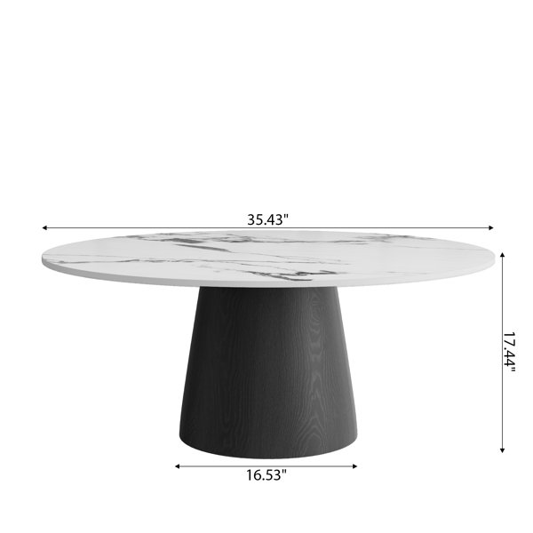 Brayden Studio Modern Round Glossy Stone Coffee Table Living Room Table ...