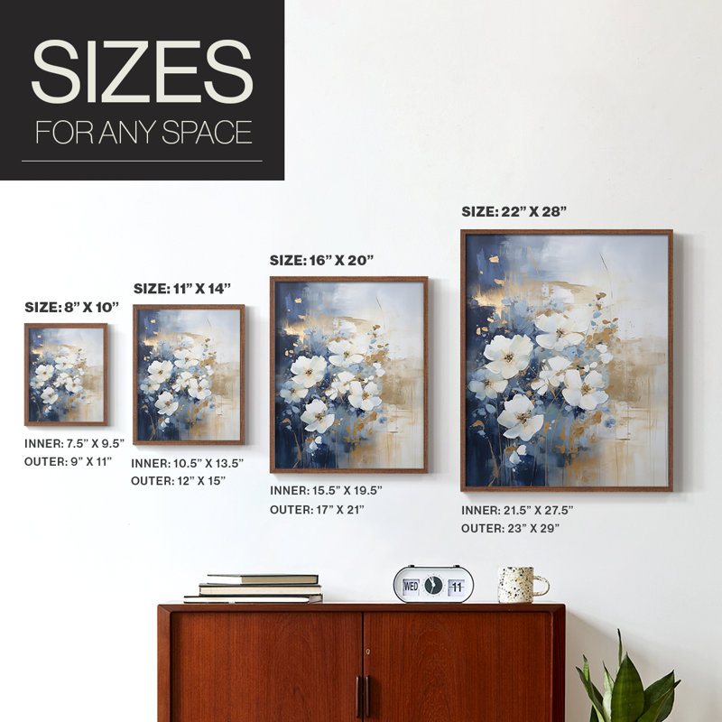 FLORAL Series CECIX - Impression encadrée de qualité supérieure - Prêt à accrocher - Aucun clou requis, H 29 po x l 23 po
