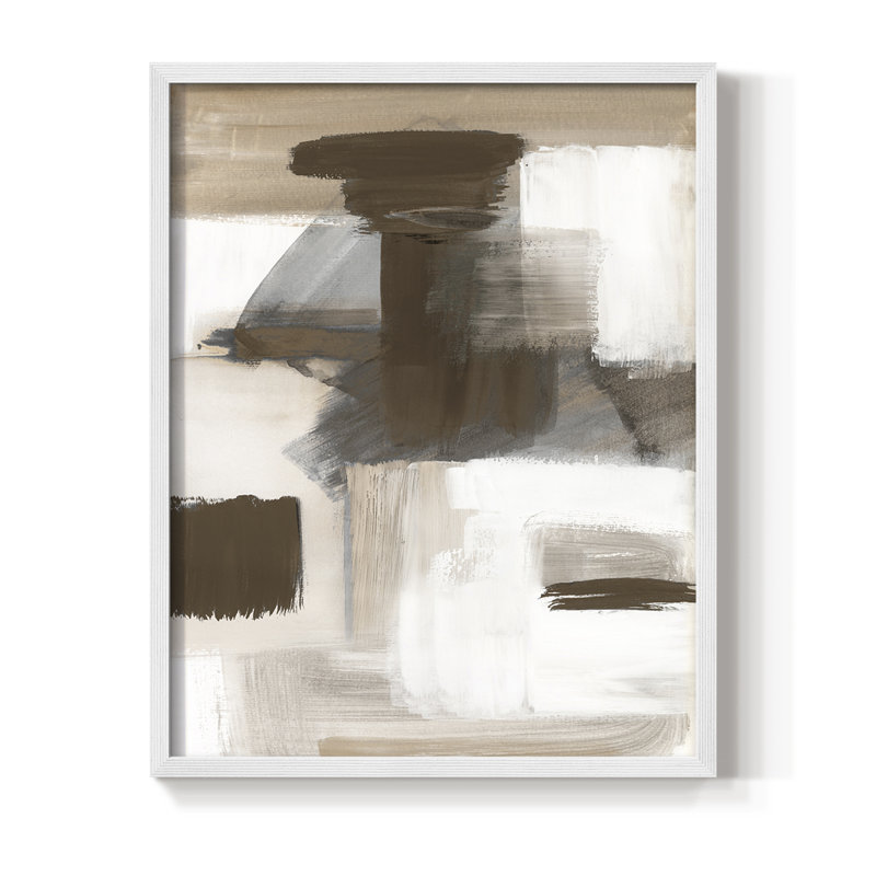 Navigating Neutrals Framed Print - Solid Wood, 15" H x 12" W, White