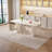 62.99" Modern Rectangle Cream White Dining Table Set with 4 Chairs for Kitchen, Bar, Living Room-1200877693-1179052235