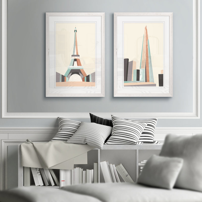 « graphicing architecture i » par antonyme bunjamin (abe)-ensemble de 2 reproductions d’art sur cadre photo, Blanc