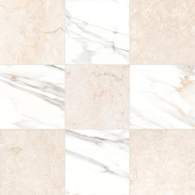 Tavari Checkerboard 10X10 Botticino And Calacatta
