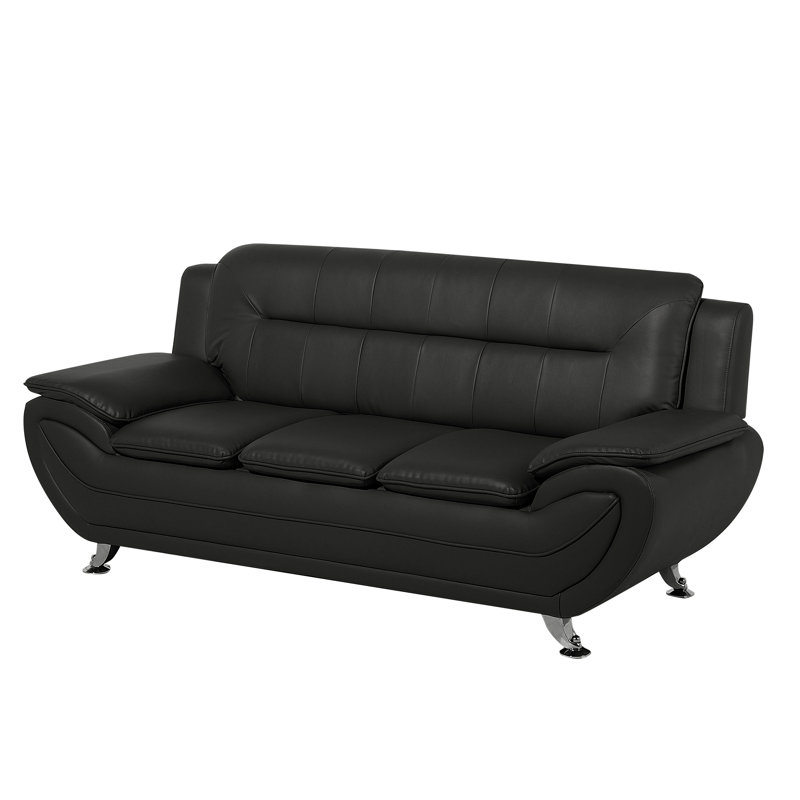 Faux Leather Sofa, Black