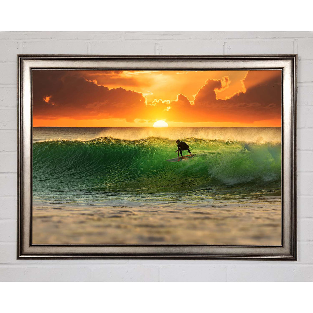 Gerahmtes Leinwandbild Surfer Sunset