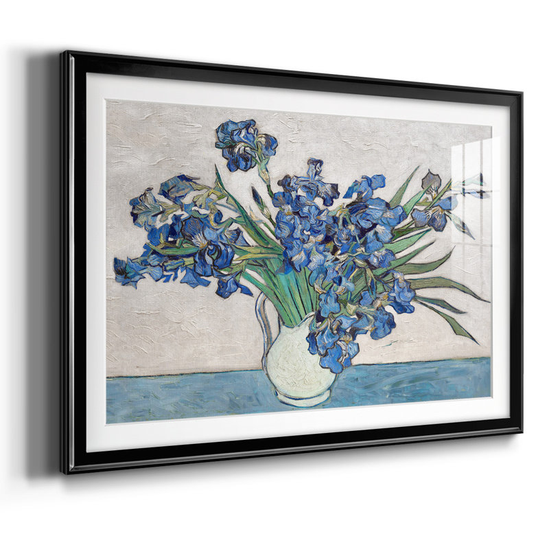 Blue Irises, impression sur papier encadrée, H 27 po x l 39 po x P 1,5 po, Noir