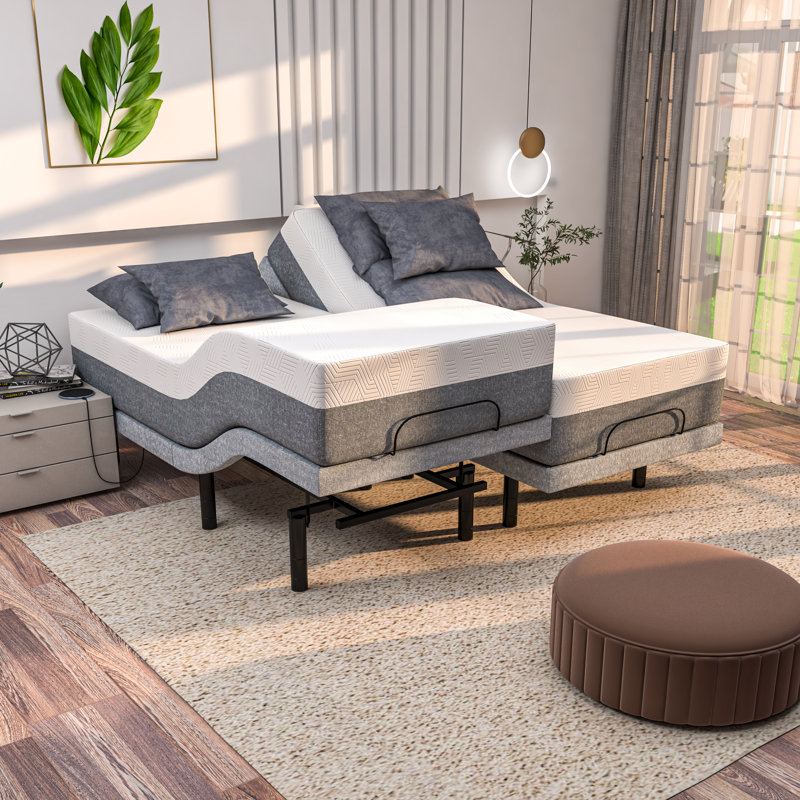 Très grand lit ajustable divisé avec télécommande sans fil 14 pouces matelas inclus