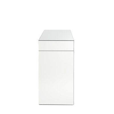 Bureau de meuble-lavabo avec faux miroir en cristal avec tabouret, base en verre transparent 4 mm, finition biseautée, bureau 87,63 lb, profondeur 15,57 po, verre, hauteur 31,84 po, largeur 45,28 po