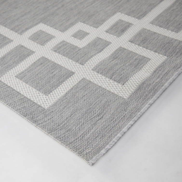 Cecilia Grey Art Deco Border Indoor/Outdoor Area Rug
