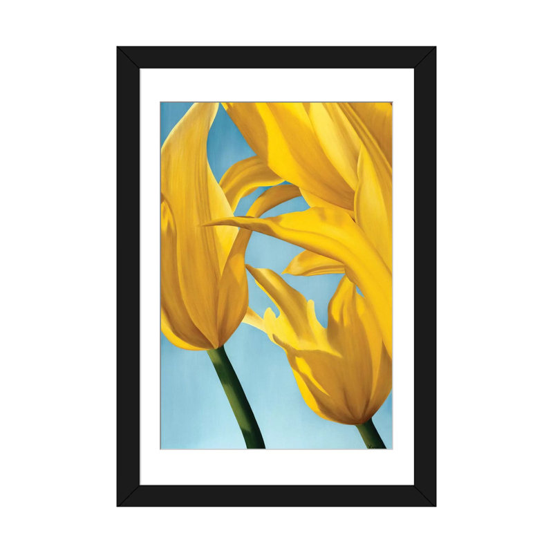 «Dancing Yellow», impression sur toile, H 32 po x l 24 po x P 1 po, Papier d'art encadré noir, Blanc