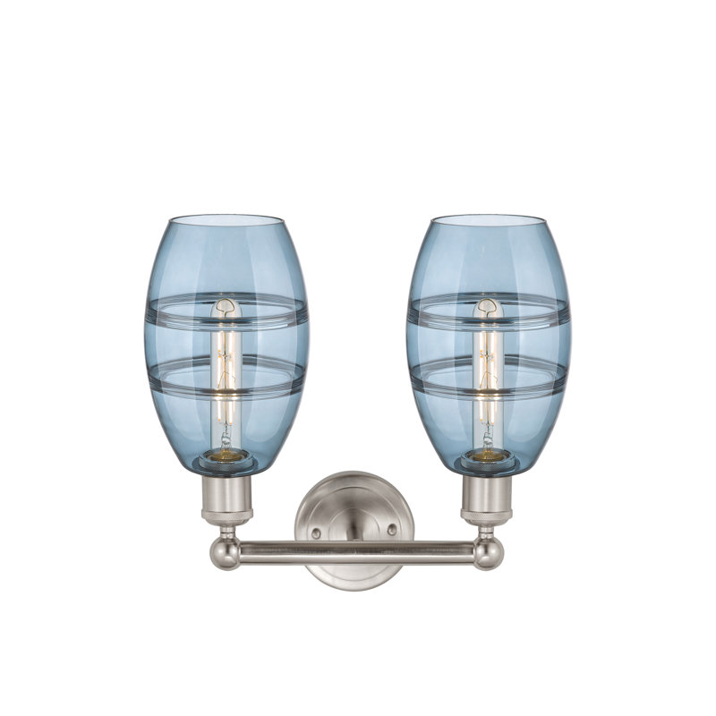Éclairage pour meuble-lavabo à 2 lumières Kusham, Bleu princesse, Nickel satiné brossé