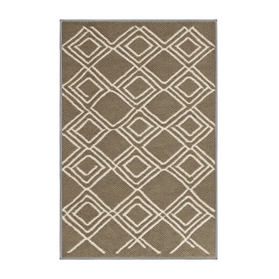 Machine Washable Trellis Brown Area Rug