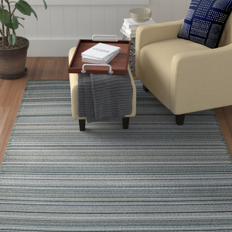 Tapis gris d'intérieur / extérieur à rayures Emeril, Rectangle de 4 pi x 6 pi