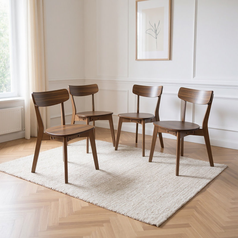 Frias Wood Dining Chair In Walnut (Set Of 4), 4