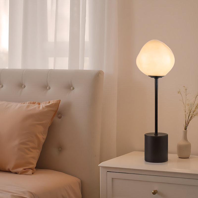 Ensemble de lampe de table 18 po en verre artistique avec abat-jour en forme de globe soufflé à la main, lumière douce, éclairage décoratif moderne pour la chambre à coucher, le salon et la décoration d'appartements