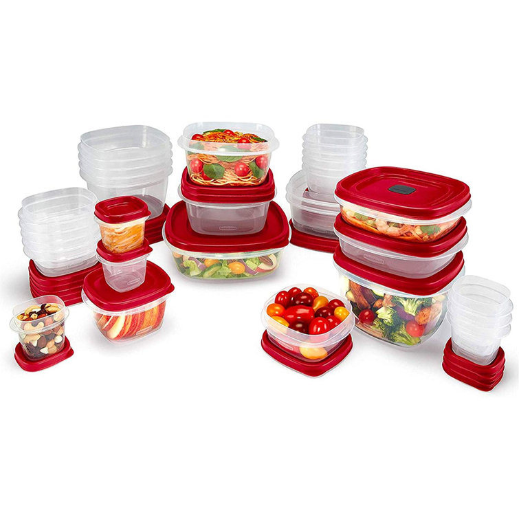 ColorLife 60-Piece Food Storage Containers With Lids, Salad Dressing And Condiment  Containers, And Steam Vents, Microwave And Dishwasher Safe, Red