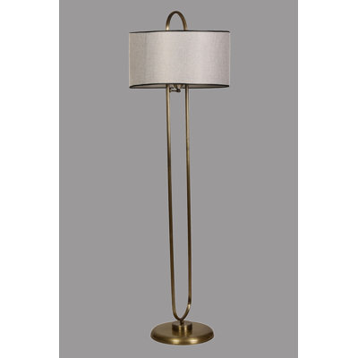 Lampe sur pied de style scandinave, corps en métal, 59,1 pouces de hauteur | Abat-jour en tissu gris (17,7 pouces de diamètre) | Douille E27, 40 W maximum | Interrupteur marche / arrêt sur le câble | Parfait pour le salon, la chambre à coucher et les décors modernes