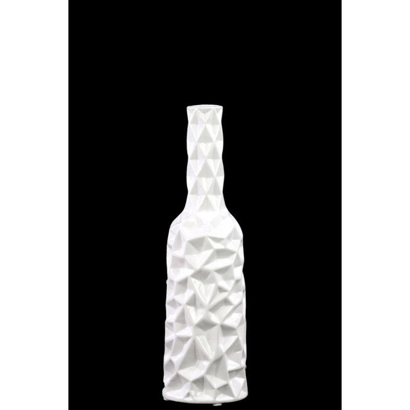 Vase de table en céramique Gore, H 15,5 po x l 4,5 po x P 4,5 po, Blanc