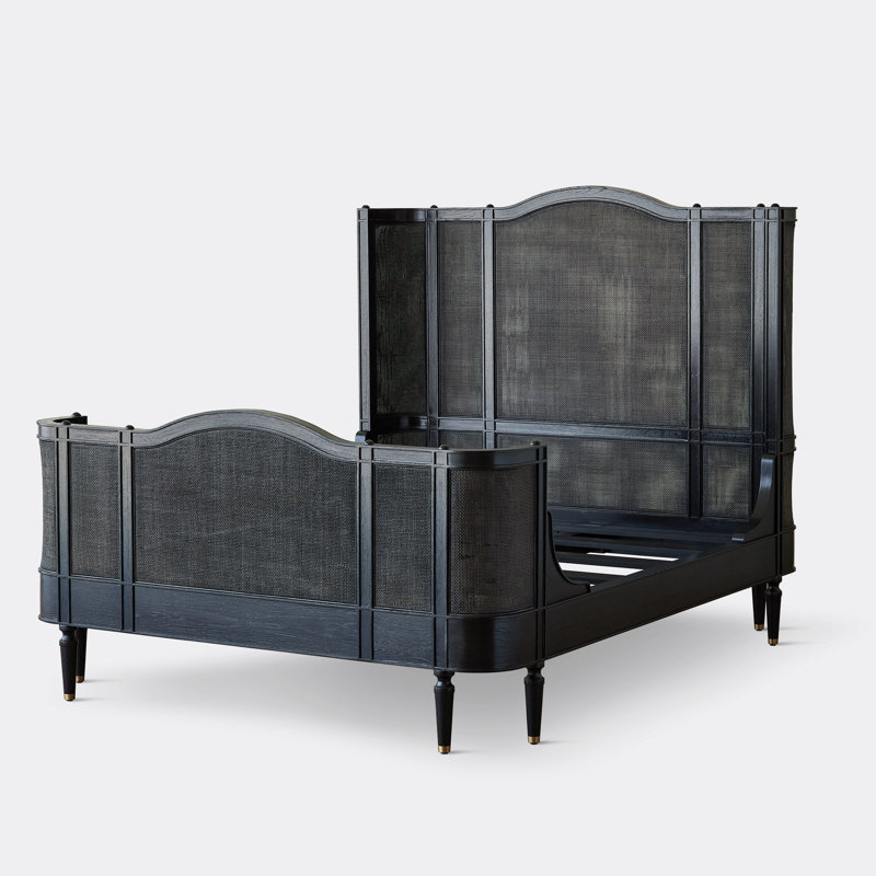 Solid Wood Bed, Black, Queen