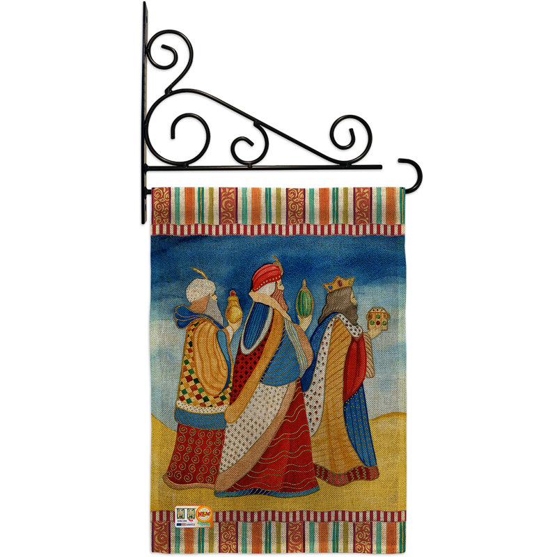 Trois sens en toile jutes d’hiver crèches de polyester décoratif de l 19 po x l 13 po ensemble de drapeau