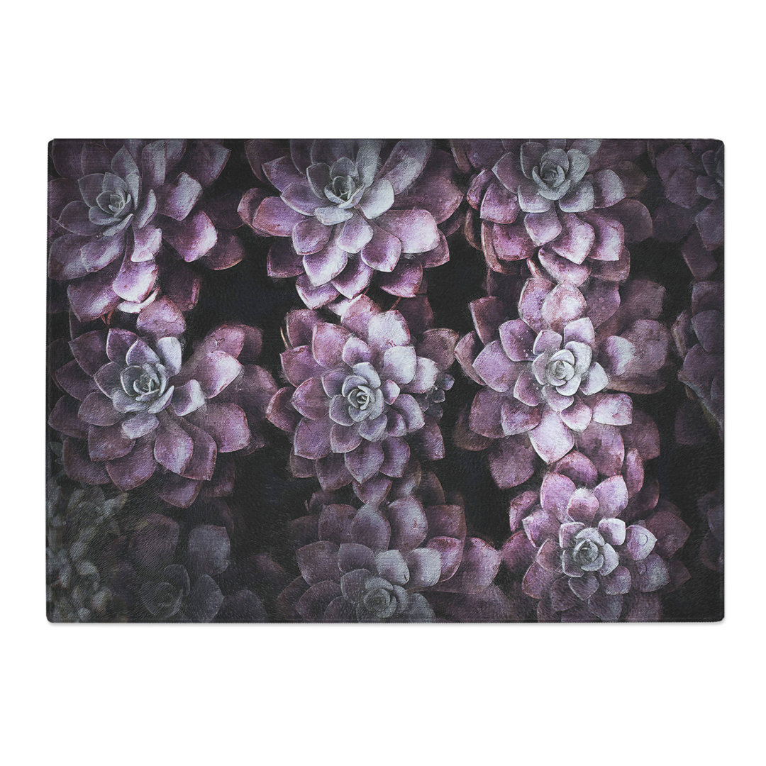 Tempered Glass Pretty Purple Succulent Plants Chopping Board