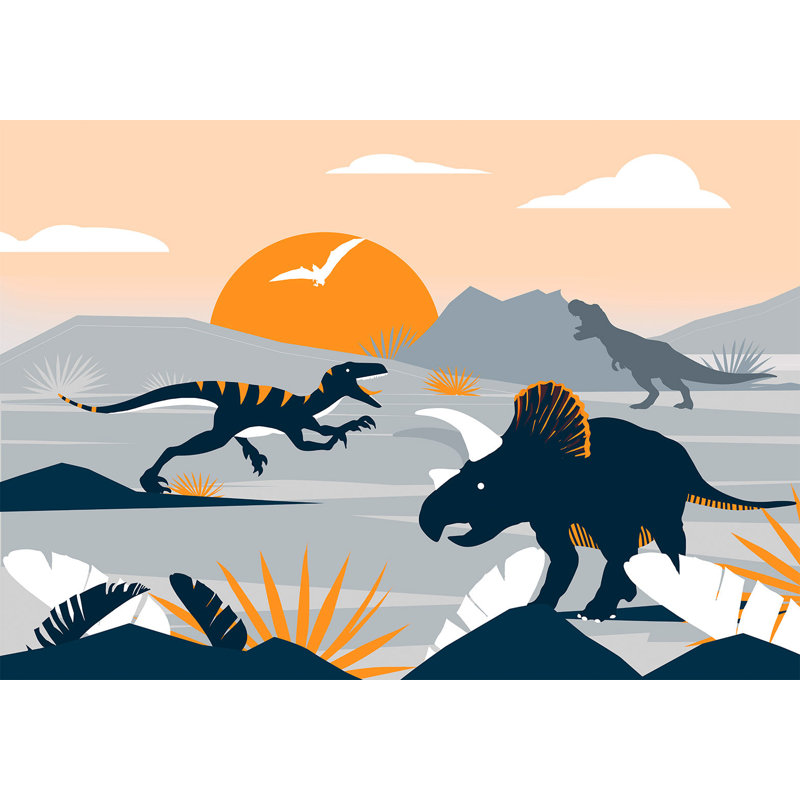 Adhésif mural pelez et collez, paysage de dinosaures abstraits, L 41 po x l 57 po