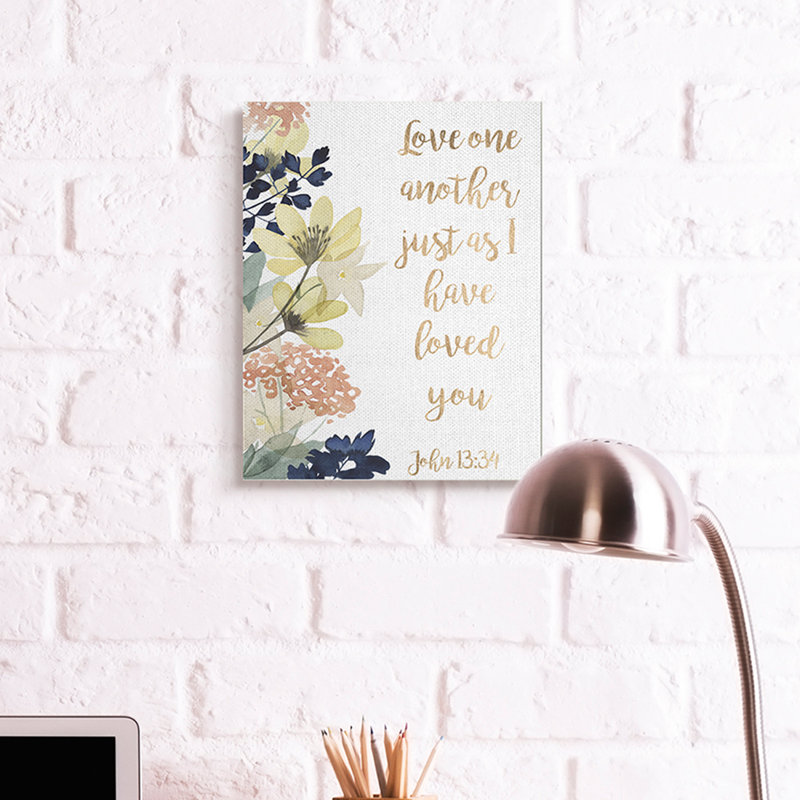 «Love One One Proverbs John 13:34 Wildflowers» par Studio W - impression, H 20 po x l 16 po, Toile tendue