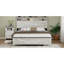 Cadre de lit double antique blanc et gris pour la chambre à coucher, avec éclairage à DEL et station de charge, conception classique, aucun sommier tapissier requis, rangement de la tête de lit inclus, bois massif en métal de haute qualité, facile à utiliser