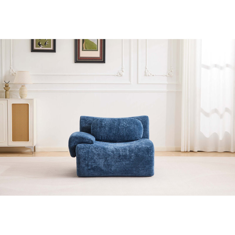 Canapé modulaire à onde de compression avec rembourrage en éponge et confort en velours, Blue Velvet