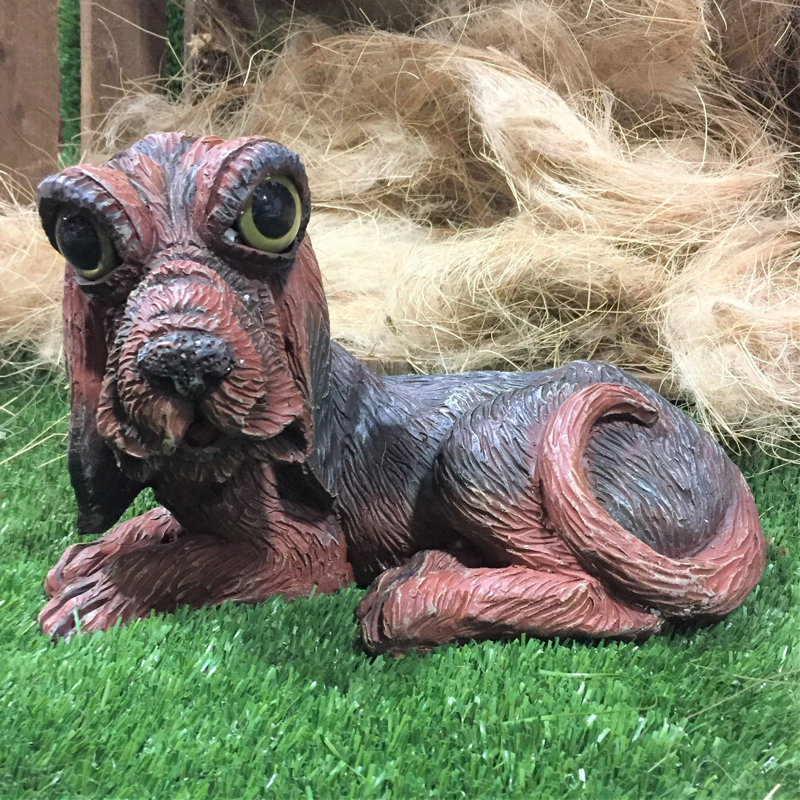 Statue de jardin fantaisiste Country Critter Hound Dog, Chien brun