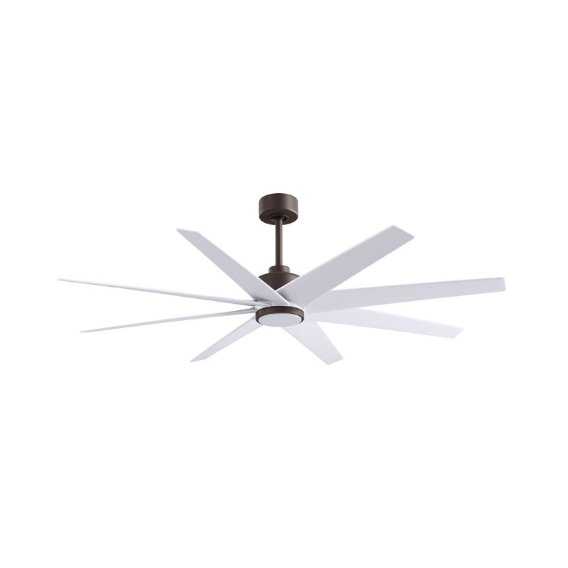 Ariella - Ventilateur de plafond à huit pales - DEL intégrée, Bronze texturé, Blanc mat