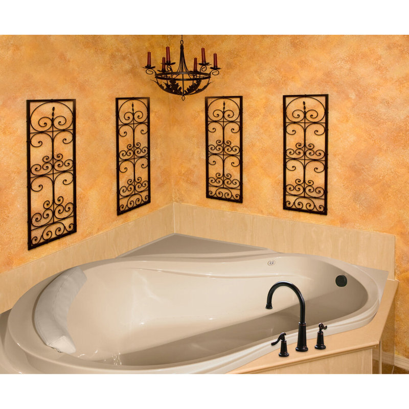 Eclipse 64'' x 64'' Soaking Acrylic Bathtub, Biscuit, Satin Chrome