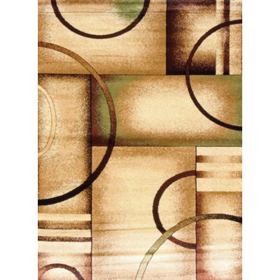 Tapis décoratif d’intérieur/extérieur beige abstrait dossantos