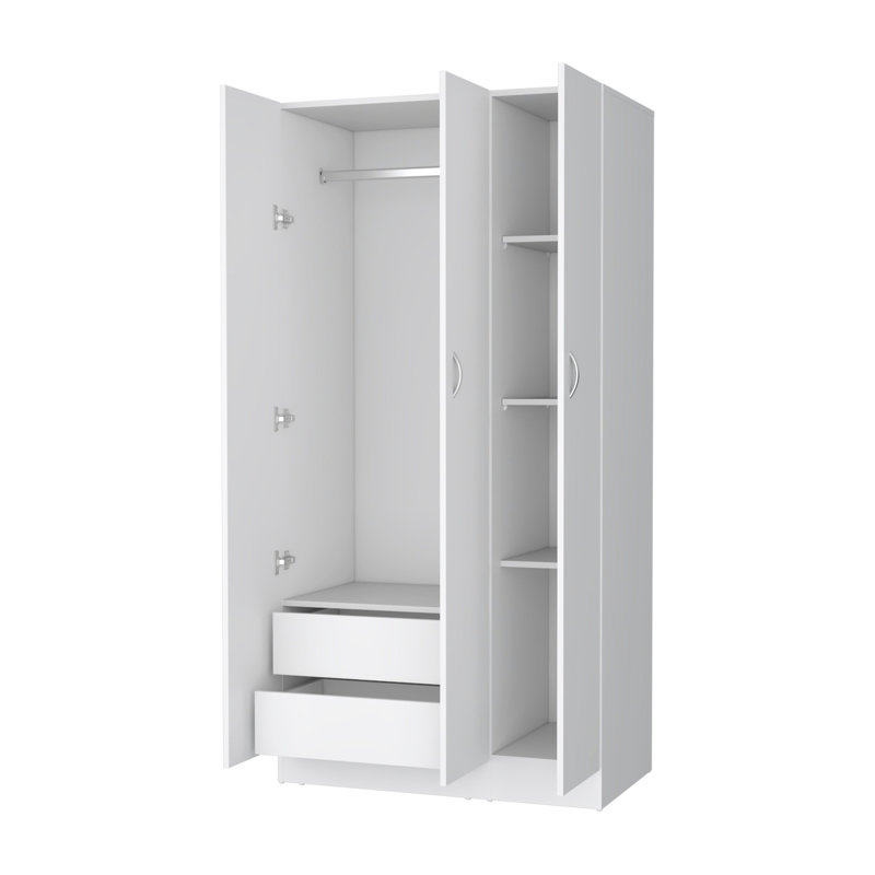Armoire 3 portes avec tringle Augusta, Blanc