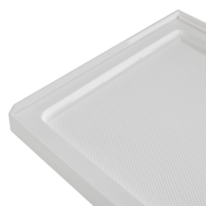 60'' Glossy White Rectangular Acrylic Shower Base with Center Drain