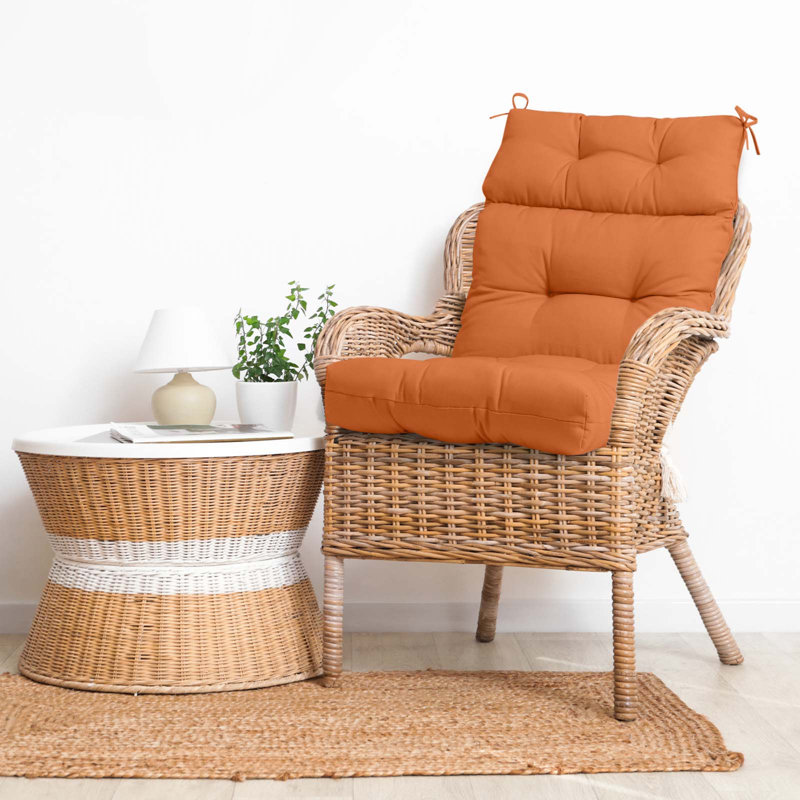 Outdoor/Indoor High Back Patio Chair Cushions, Set of 4, Orange