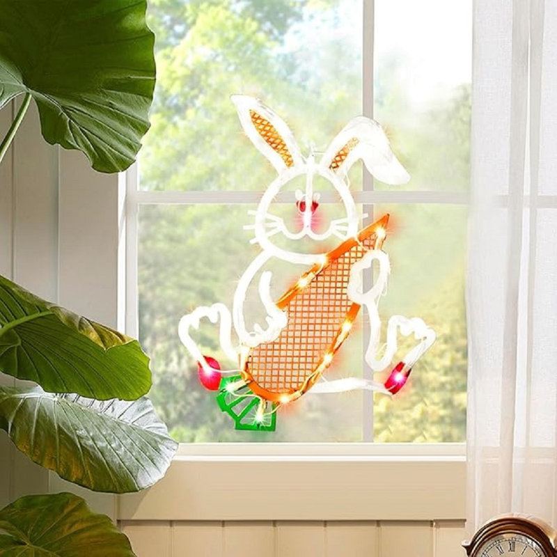Ophelia & Co. 17 Inch Lighted Easter Bunny Rabbit Spring Window ...