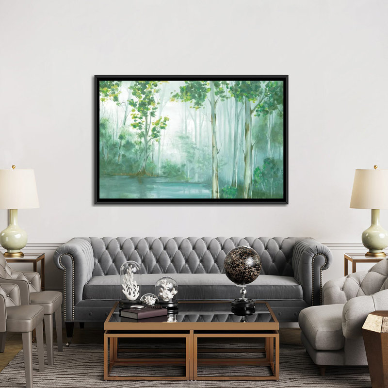 « nage » sur toile, H 18 po x l 26 po x P 1,5 po, Toile avec cadre noir, Pas de tapis